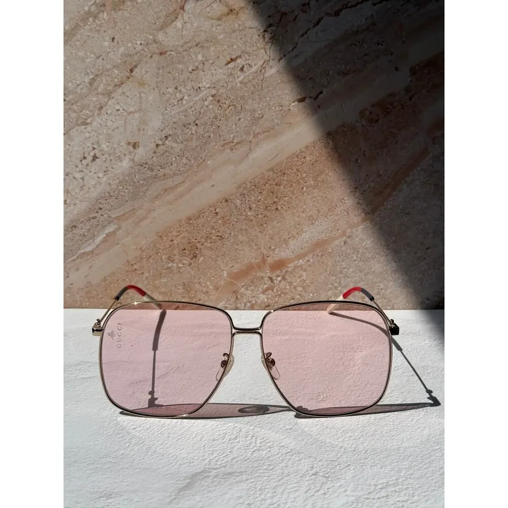 NEW Gucci GG0394S Gold Pink Lens Sunglasses RARE - Picture 5 of 10